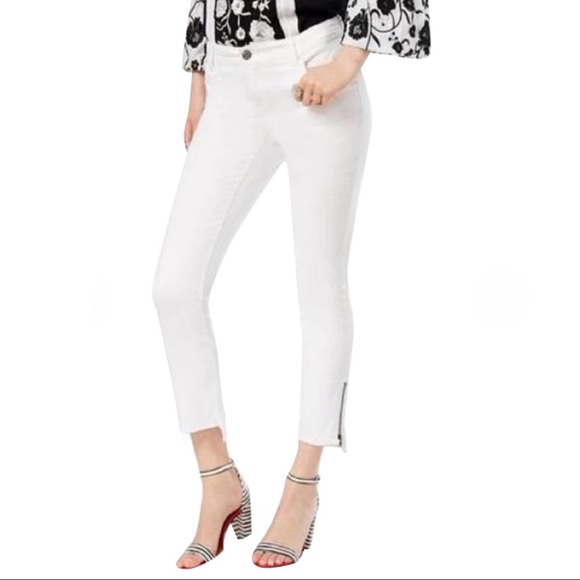 Theory Denim - Theory White Low-Rise Cropped Jeans with Ankle Zippers Size 6